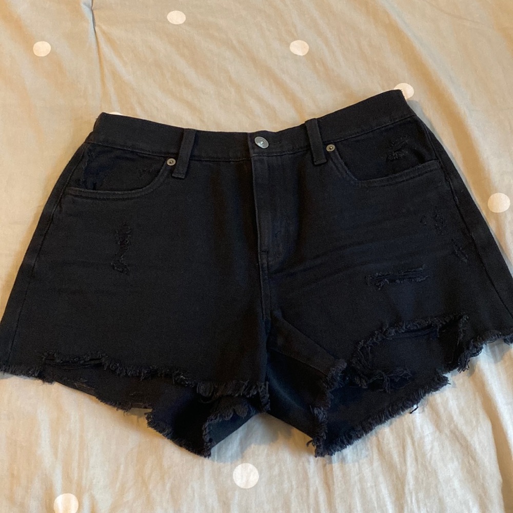 Aerie Black cozy distressed shorts size small